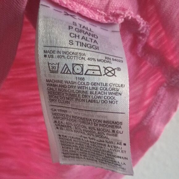 Old Navy The Easy Tee Pink Short Sleeve V-Neck Women's Sz S Tall Cotton Blend - Picture 3 of 7